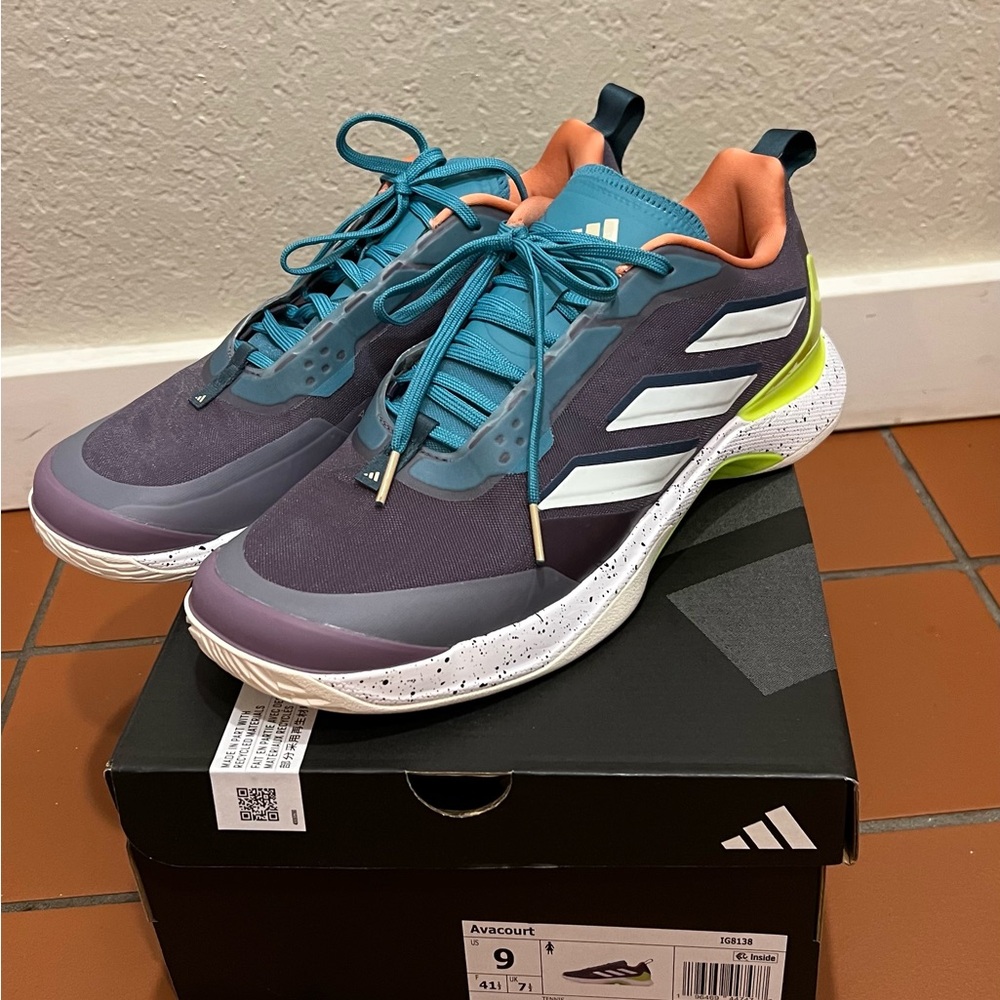 Adidas Avacourt Teal and Purple Tennis Shoes Sneakers sz 9